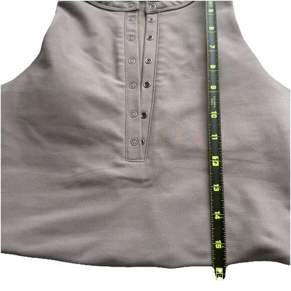 Abercrombie & Fitch YPB SculptLuxe Henley Tank Top Taupe Gray Sand Small Minimal - Picture 6 of 6